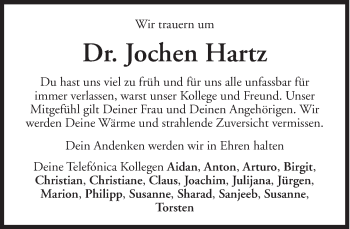 Traueranzeige von Jochen Hartz von Süddeutsche Zeitung