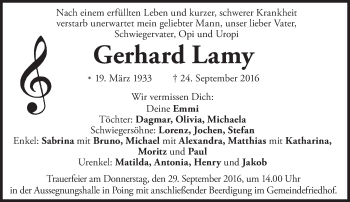 Traueranzeige von Gerhard Lamy von Süddeutsche Zeitung