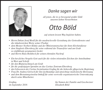 Traueranzeige von Otto Böld von Süddeutsche Zeitung