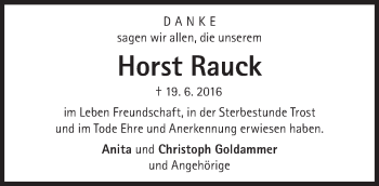 Traueranzeige von Horst Rauck von Süddeutsche Zeitung
