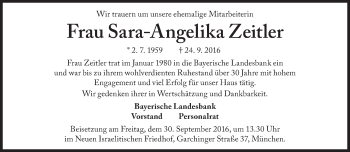 Traueranzeige von Sara-Angelika Zeitler von Süddeutsche Zeitung