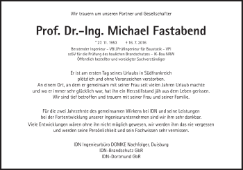 Traueranzeige von Michael Fastabend von Süddeutsche Zeitung