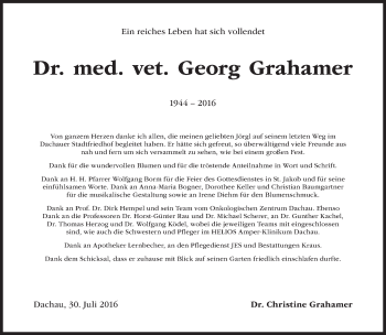 Traueranzeige von Georg Grahamer von Süddeutsche Zeitung
