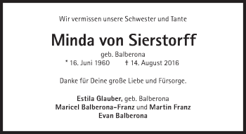 Traueranzeige von Minda von Sierstorff von Süddeutsche Zeitung