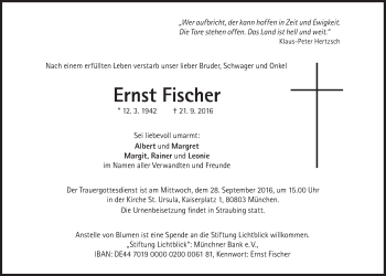 Traueranzeige von Ernst Fischer von Süddeutsche Zeitung