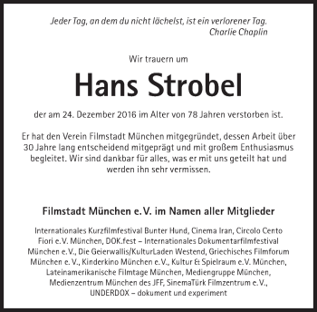 Traueranzeige von Hans Strobel von Süddeutsche Zeitung