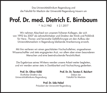 Traueranzeige von Dietrich E. Birnbaum von Süddeutsche Zeitung