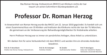 Traueranzeige von Roman Herzog von Süddeutsche Zeitung