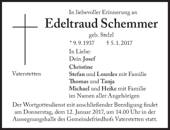 Traueranzeige von Edeltraud Schemmer von Süddeutsche Zeitung