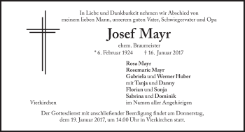Traueranzeige von Josef Mayr von Süddeutsche Zeitung