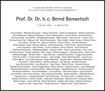 Traueranzeige von Bernd Bonwetsch von Süddeutsche Zeitung