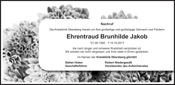 Traueranzeige von Ehrentraud Brunhilde Jakob von Süddeutsche Zeitung