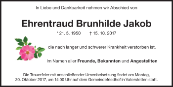 Traueranzeige von Ehrentraud Brunhilde Jakob von Süddeutsche Zeitung