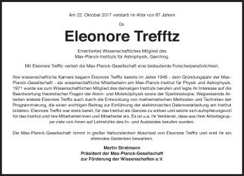 Traueranzeige von Eleonore Trefftz von Süddeutsche Zeitung