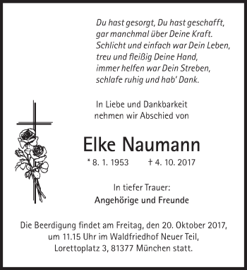 Traueranzeige von Elke Naumann von Süddeutsche Zeitung