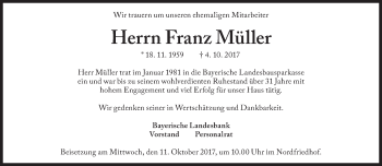 Traueranzeige von Franz Müller von Süddeutsche Zeitung