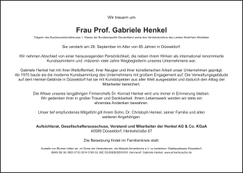 Traueranzeige von Gabriele Henkel von Süddeutsche Zeitung