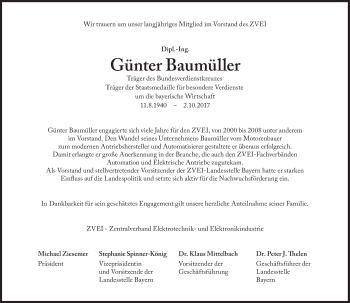 Traueranzeige von Günter Baumüller von Süddeutsche Zeitung