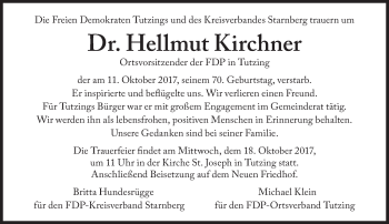 Traueranzeige von Hellmut Kirchner von Süddeutsche Zeitung
