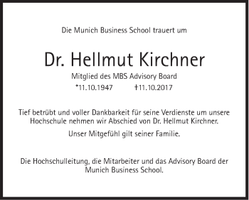 Traueranzeige von Hellmut Kirchner von Süddeutsche Zeitung