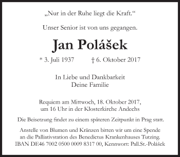 Traueranzeige von Jan Polasek von Süddeutsche Zeitung