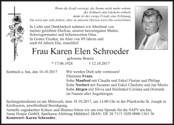 Traueranzeige von Karen Elen Schroeder von Süddeutsche Zeitung