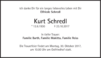 Traueranzeige von Kurt Schredl von Süddeutsche Zeitung