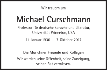 Traueranzeige von Michael Curschmann von Süddeutsche Zeitung
