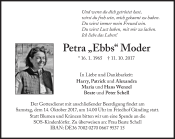 Traueranzeige von Petra Moder von Süddeutsche Zeitung
