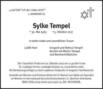 Traueranzeige von Sylke Tempel von Süddeutsche Zeitung