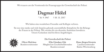 Traueranzeige von Dagmar Hölzl von Süddeutsche Zeitung