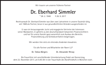 Traueranzeige von Eberhard Simmler von Süddeutsche Zeitung