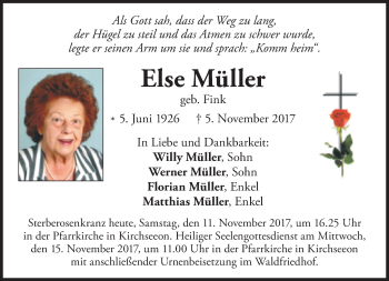 Traueranzeige von Else Müller von Süddeutsche Zeitung