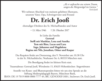 Traueranzeige von Erich Jooß von Süddeutsche Zeitung