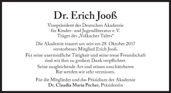 Traueranzeige von Erich Jooß von Süddeutsche Zeitung