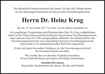 Traueranzeige von Heinz Krug von Süddeutsche Zeitung