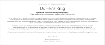 Traueranzeige von Heinz Krug von Süddeutsche Zeitung