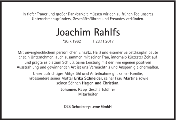 Traueranzeige von Joachim Rahlfs von Süddeutsche Zeitung