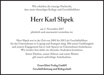 Traueranzeige von Karl Slipek von Süddeutsche Zeitung
