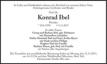 Traueranzeige von Konrad Ibel von Süddeutsche Zeitung