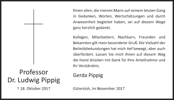 Traueranzeige von Ludwig Pippig von Süddeutsche Zeitung