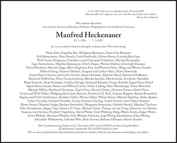 Traueranzeige von Manfred Heckenauer von Süddeutsche Zeitung