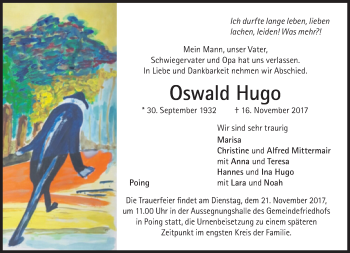 Traueranzeige von Oswald Hugo von Süddeutsche Zeitung