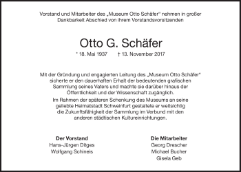 Traueranzeige von Otto G. Schäfer von Süddeutsche Zeitung