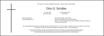 Traueranzeige von Otto G. Schäfer von Süddeutsche Zeitung