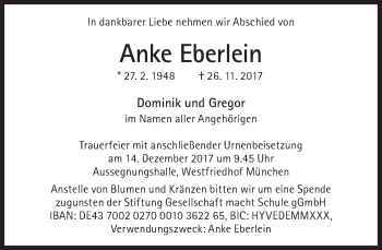 Traueranzeige von Anke Eberlein von Süddeutsche Zeitung