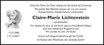 Traueranzeige von Claire-Marie Lichtenstein von Süddeutsche Zeitung