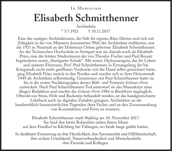 Traueranzeige von Elisabeth Schmitthenner von Süddeutsche Zeitung