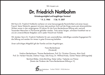Traueranzeige von Friedrich Nottbohm von Süddeutsche Zeitung