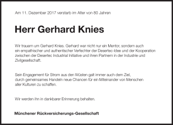 Traueranzeige von Gerhard Knies von Süddeutsche Zeitung